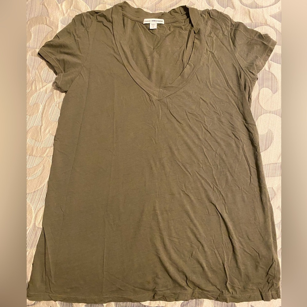 James Perse Womens Short Sleeve Tee Shirt (Size 2) NEVER WORN! (Olive Green)